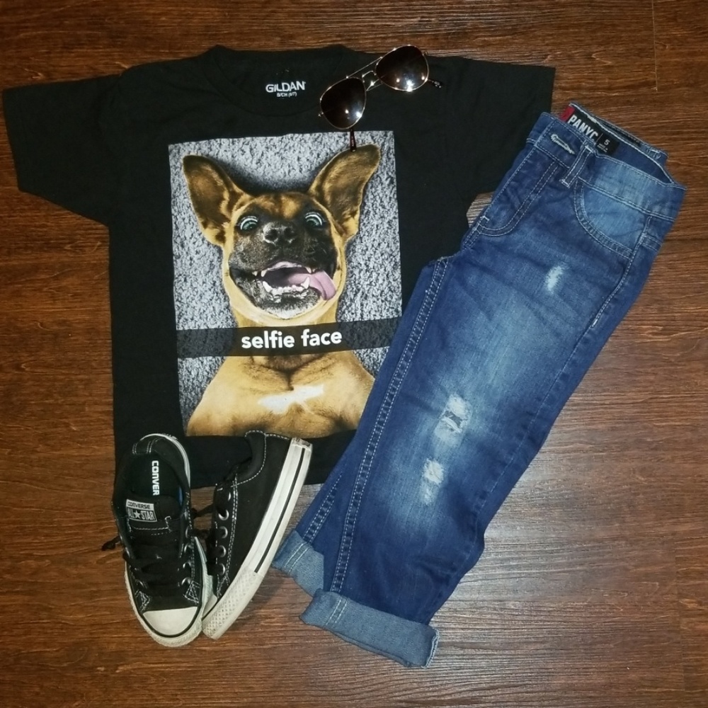 Dog Selfie Face Tshirt